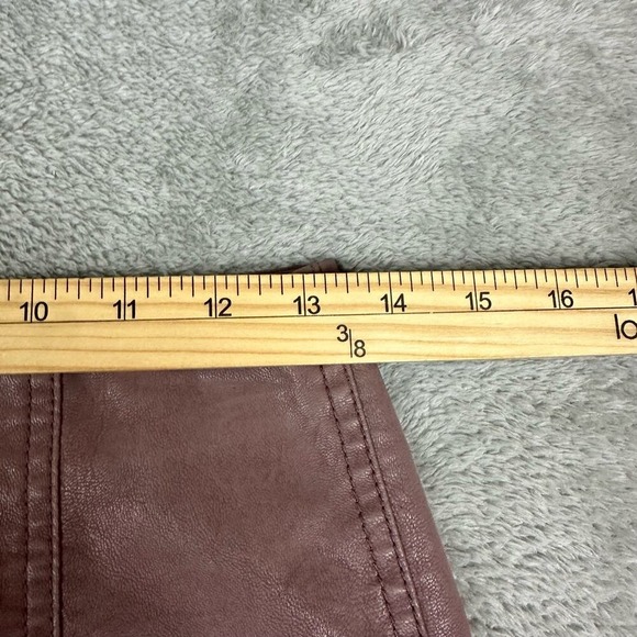 Free People Faux Leather Mini Skirt Mauve Pink A Line Size 2 Seamed Pocket Zip - Picture 7 of 8